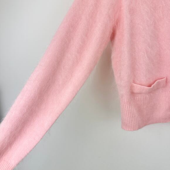 NEW J.Crew Brushed Cashmere Cropped Cardigan Sweater Classic Fitted Pink Medium - Picture 6 of 11